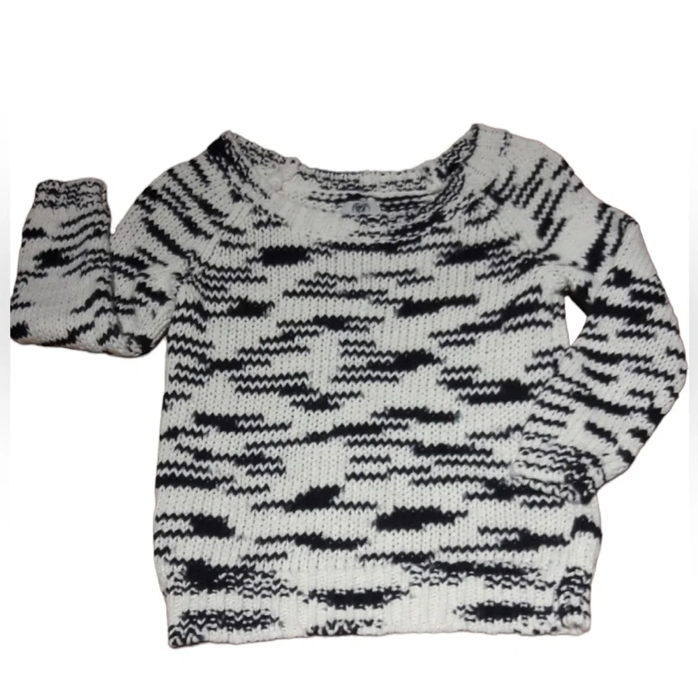 American eagle outfitters knit sweater navy cream size small petite - Picture 2 of 8